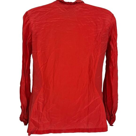 JADE LANTERN Pure Silk Vintage Red Button Up Shirt Top Embroidered Whimsigoth 6 - Picture 9 of 16